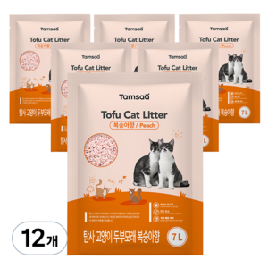 탐사 고양이 두부모래 7L (약 2.8kg), 12개, 복숭아향