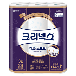 크리넥스 3겹 천연펄프 데코 앤 소프트 화장지, 28m, 24개입, 1개