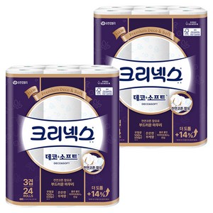크리넥스 3겹 천연펄프 데코 앤 소프트 화장지, 28m, 24개입, 2개