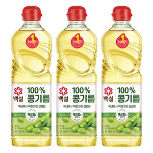 백설 콩기름, 500ml, 3개