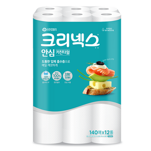 크리넥스 안심 천연펄프 키친타월, 12롤, 1개